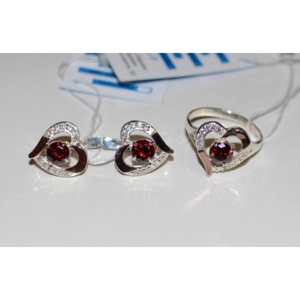 Серебряный комплект со вставками из золота (066)