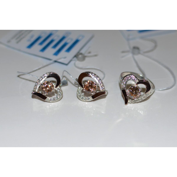 Серебряный комплект со вставками из золота (066)