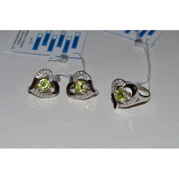 Серебряный комплект со вставками из золота (066)