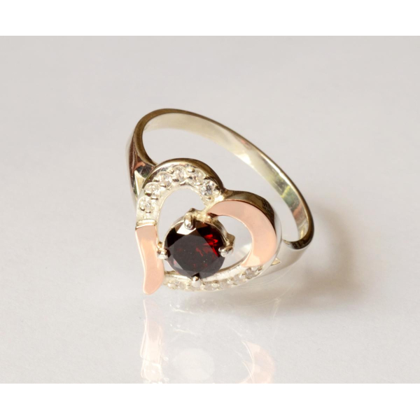 Серебряное кольцо с золотыми пластинами (066к)