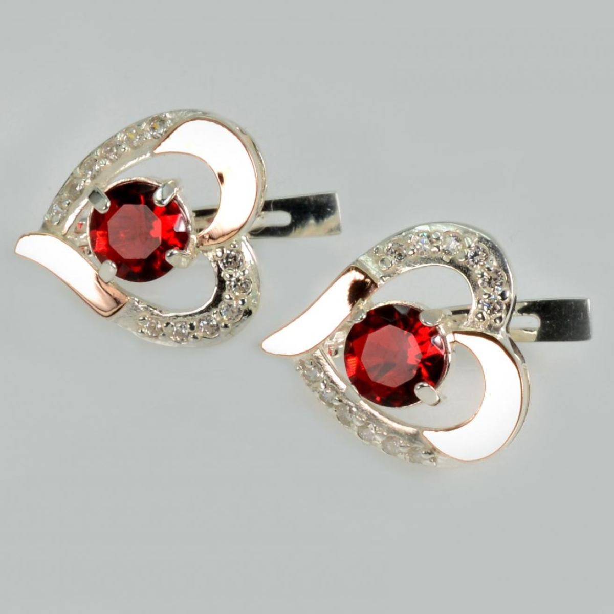 Серебряные серьги со вставками из золота (066с)