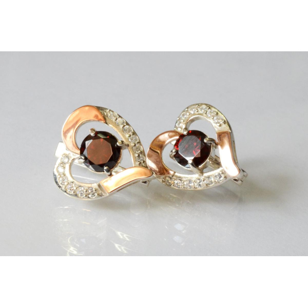 Серебряные серьги со вставками из золота (066с)