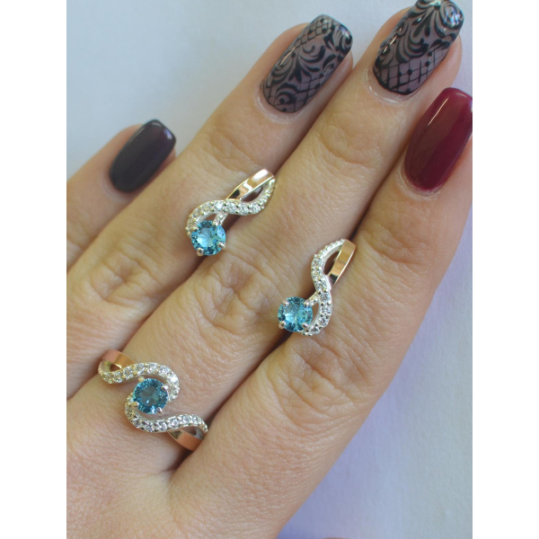 Серебряный комплект с накладками  из золота (067)