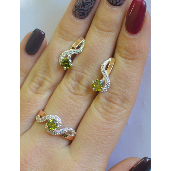 Серебряный комплект с накладками  из золота (067)