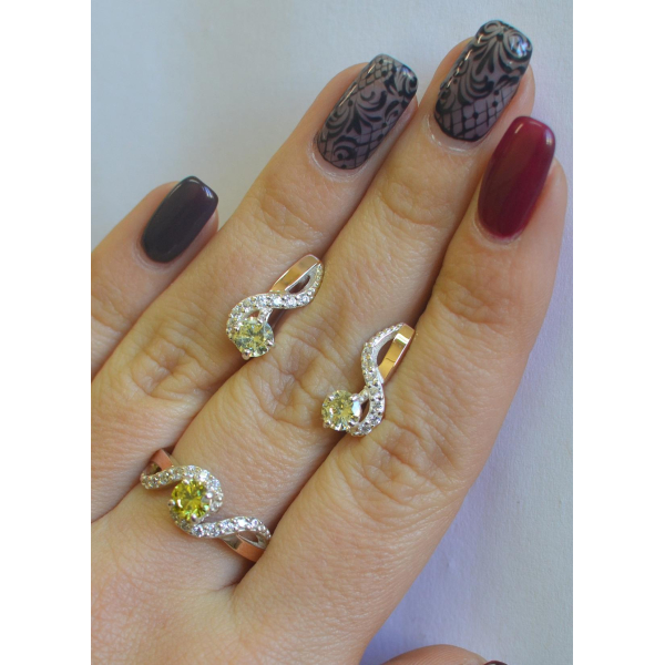 Серебряный комплект с накладками  из золота (067)