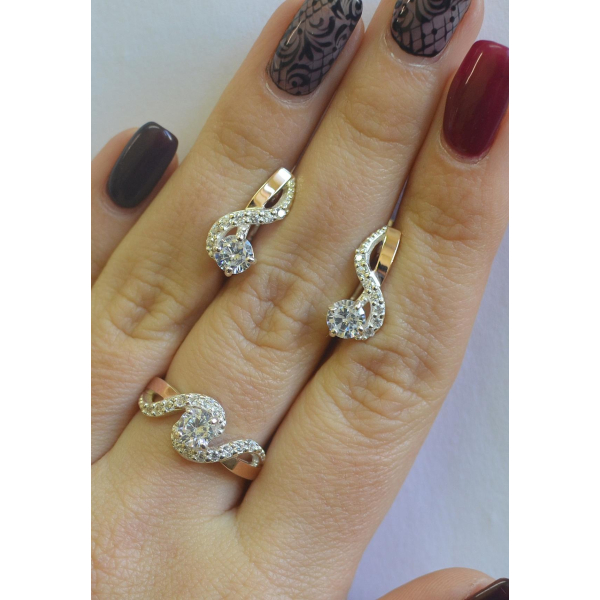 Серебряный комплект с накладками  из золота (067)