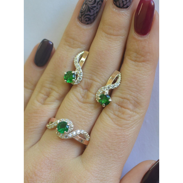 Серебряный комплект с накладками  из золота (067)