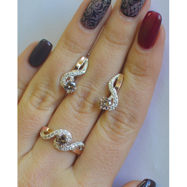 Серебряный комплект с накладками  из золота (067)