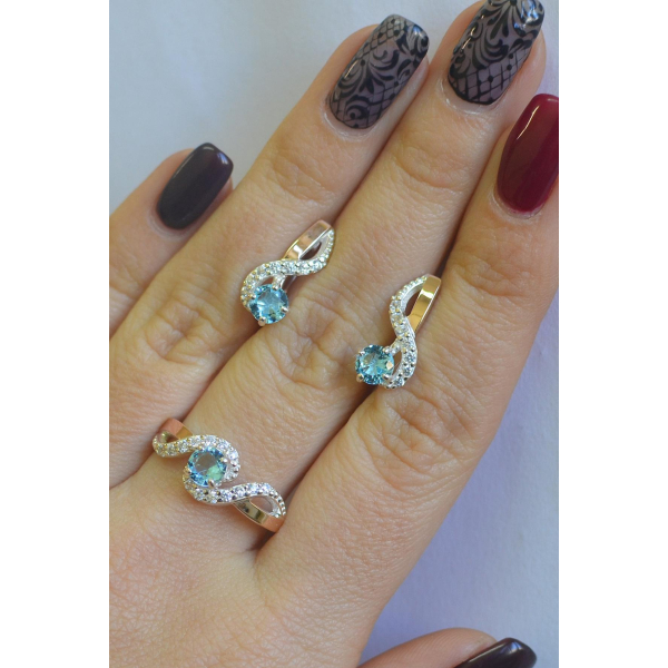 Серебряный комплект с накладками  из золота (067)