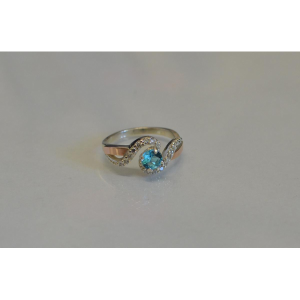 Срібна каблучка з золотими напайками (067к)