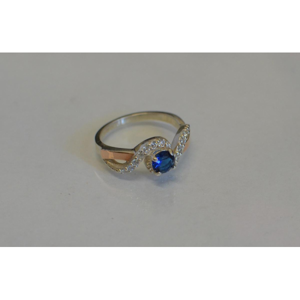 Срібна каблучка з золотими напайками (067к)