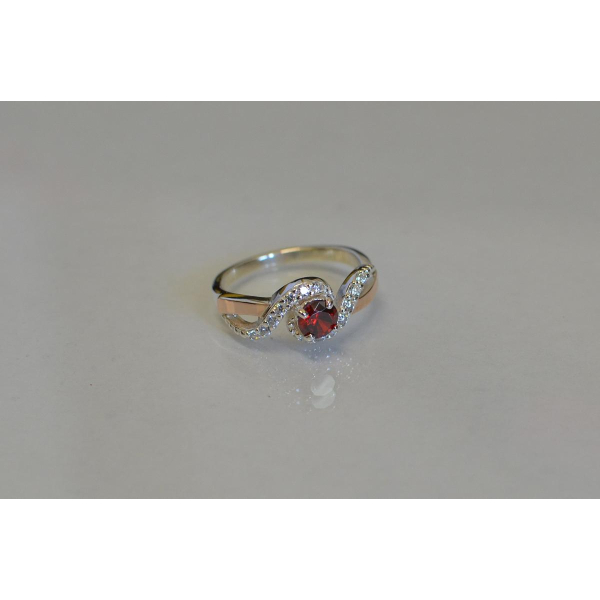 Срібна каблучка з золотими напайками (067к)