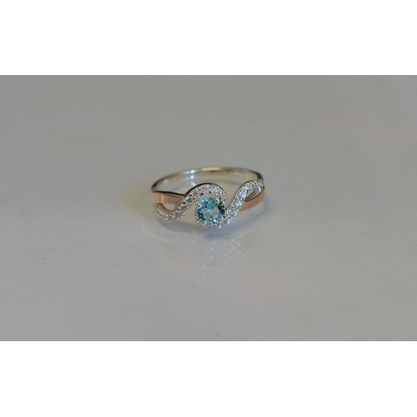 Срібна каблучка з золотими напайками (067к)