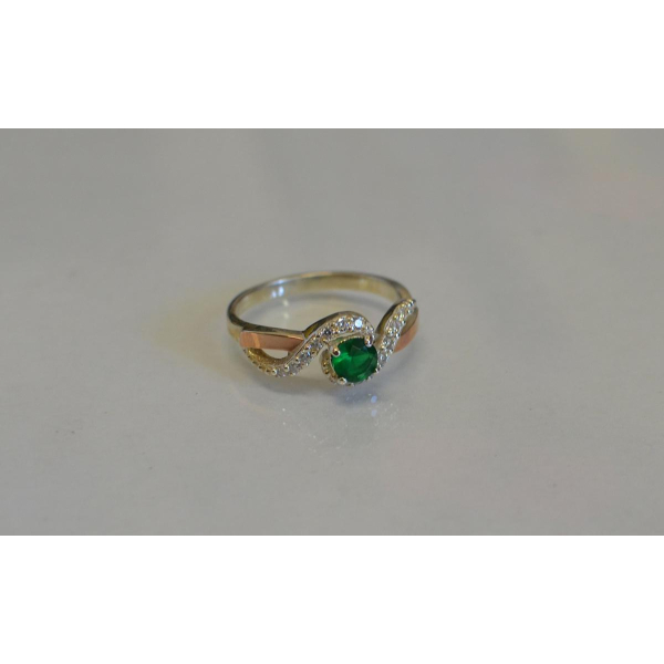 Срібна каблучка з золотими напайками (067к)