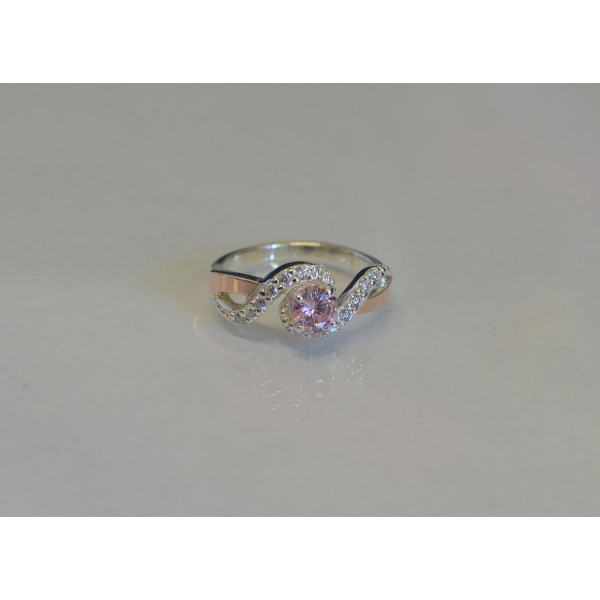 Срібна каблучка з золотими напайками (067к)