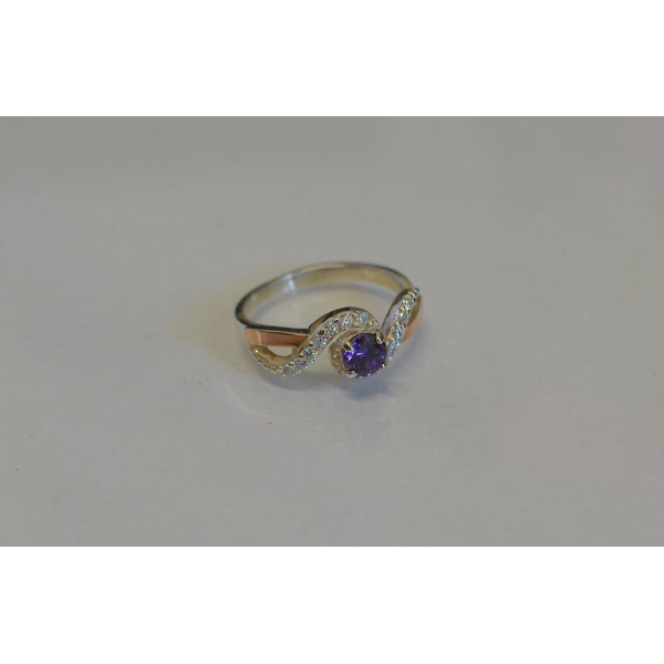 Срібна каблучка з золотими напайками (067к)