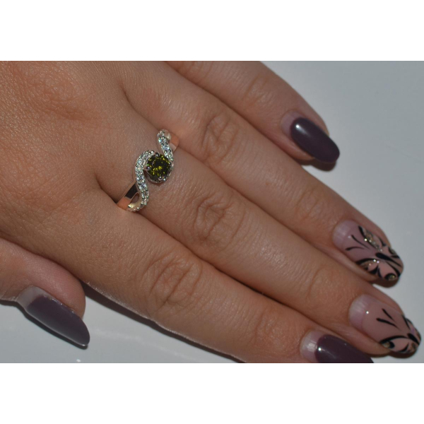 Срібна каблучка з золотими напайками (067к)