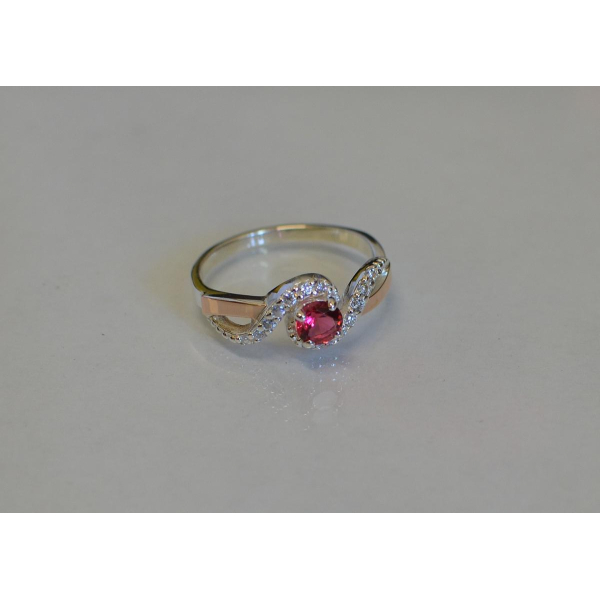 Срібна каблучка з золотими напайками (067к)