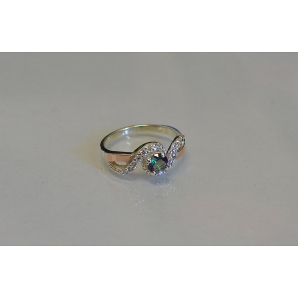 Срібна каблучка з золотими напайками (067к)