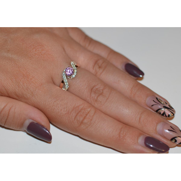 Срібна каблучка з золотими напайками (067к)