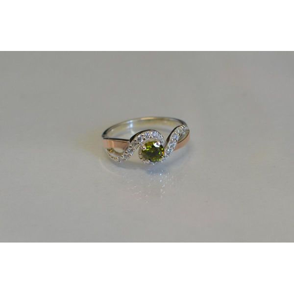 Срібна каблучка з золотими напайками (067к)