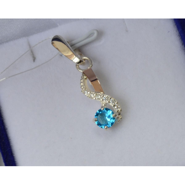 Серебряная подвеска с золотими вставками (067п)