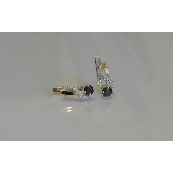 Серебряные серьги с золотыми напайками (067с)