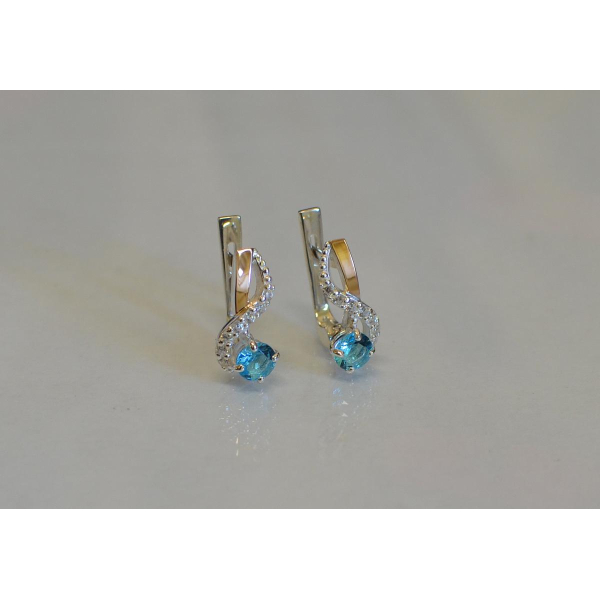 Серебряные серьги с золотыми напайками (067с)