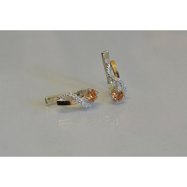 Серебряные серьги с золотыми напайками (067с)