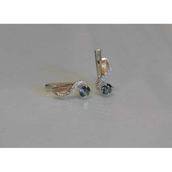 Серебряные серьги с золотыми напайками (067с)