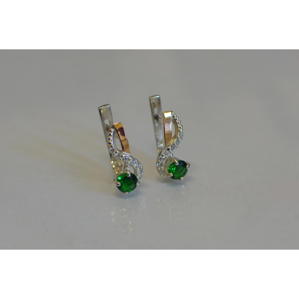 Серебряные серьги с золотыми напайками (067с)