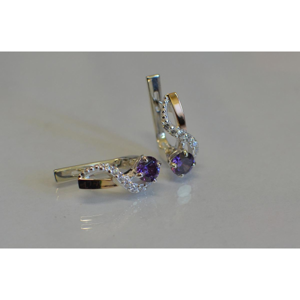 Серебряные серьги с золотыми напайками (067с)