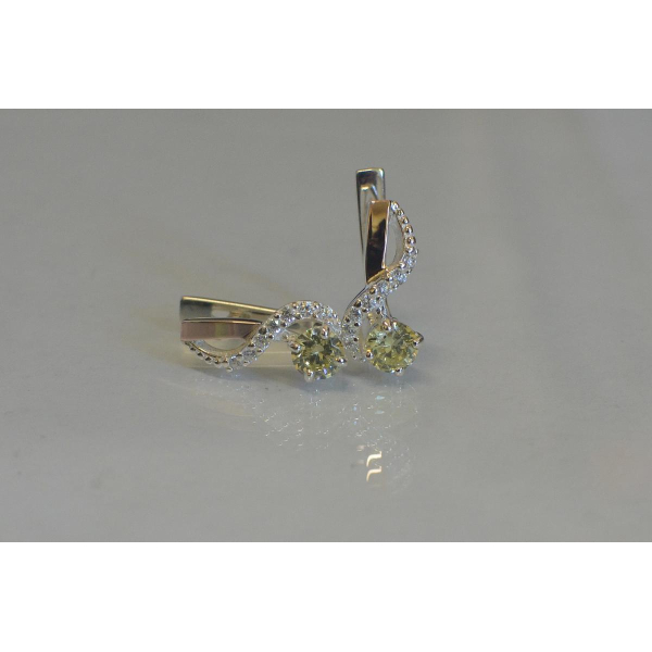 Серебряные серьги с золотыми напайками (067с)