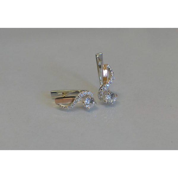 Серебряные серьги с золотыми напайками (067с)