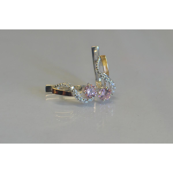 Серебряные серьги с золотыми напайками (067с)