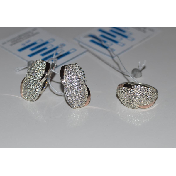 Серебряный комплект с золотыми напайками (068)