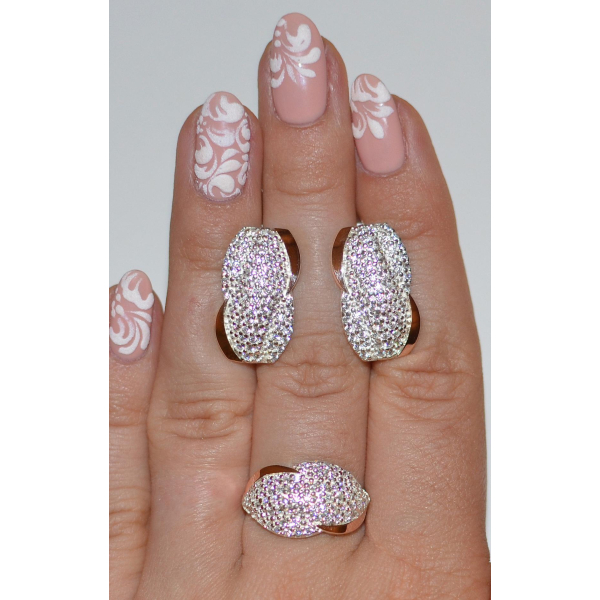 Серебряный комплект с золотыми напайками (068)