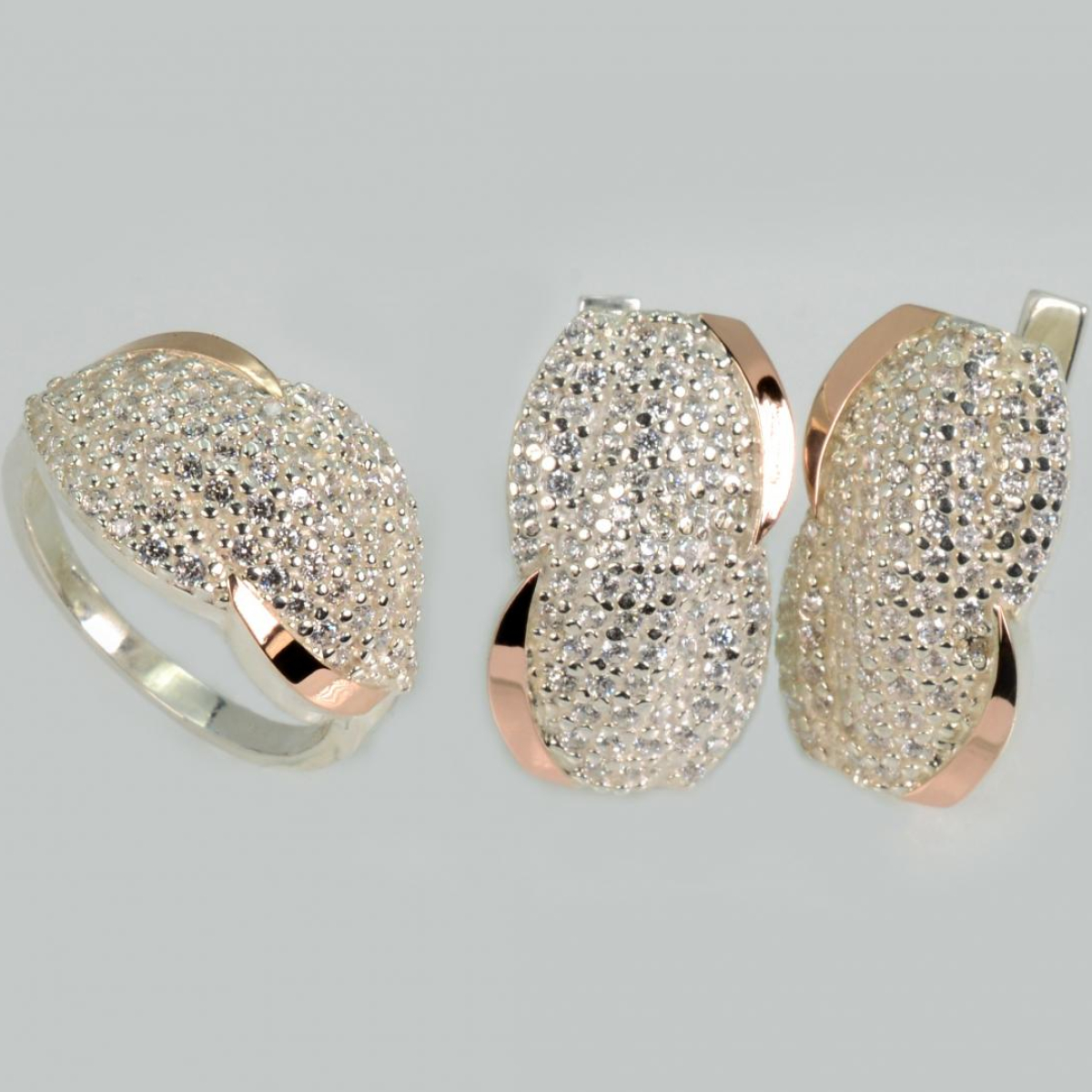 Серебряный комплект с золотыми напайками (068)