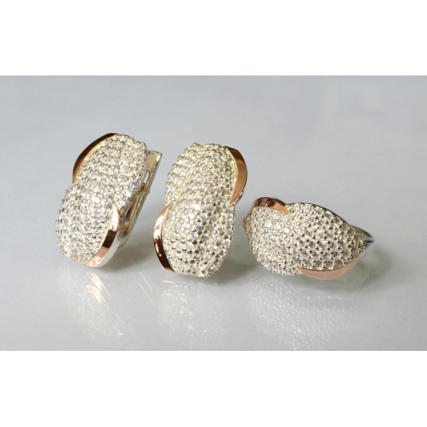 Серебряный комплект с золотыми напайками (068)