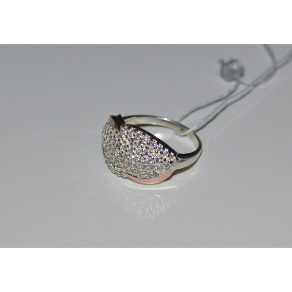 Серебряное кольцо с пластиной из золота (068к)