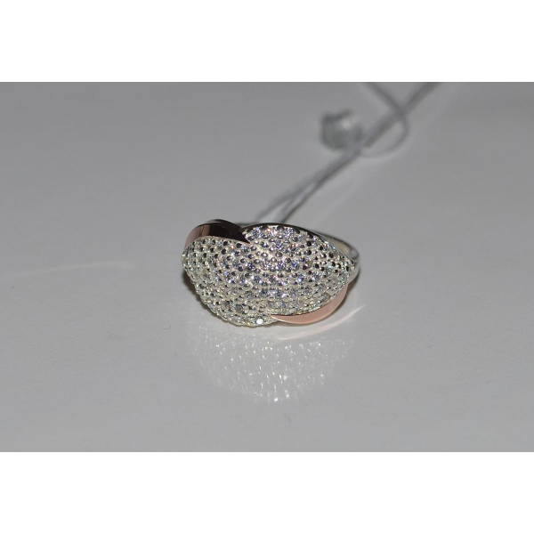 Серебряное кольцо с пластиной из золота (068к)