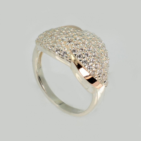 Серебряное кольцо с пластиной из золота