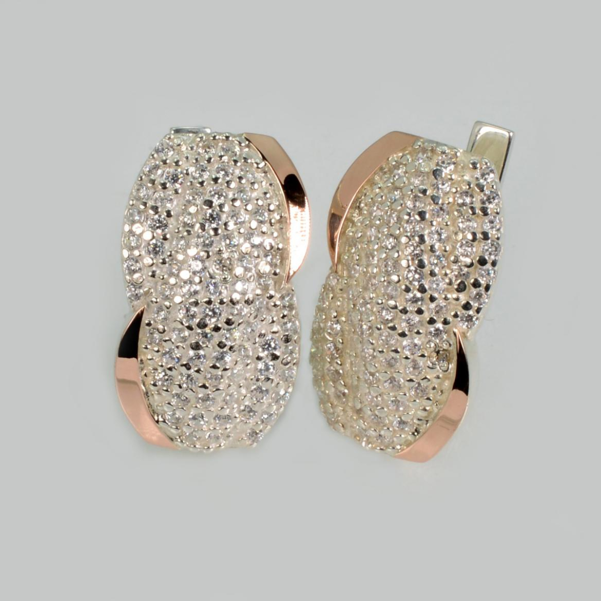 Серебряные серьги с золотыми накладками (068с)