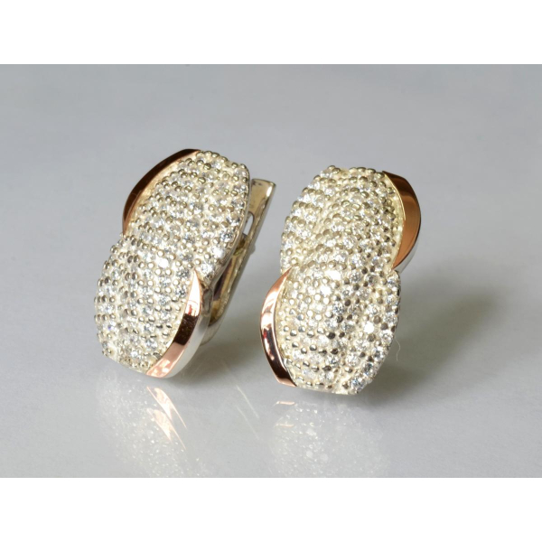 Серебряные серьги с золотыми накладками (068с)