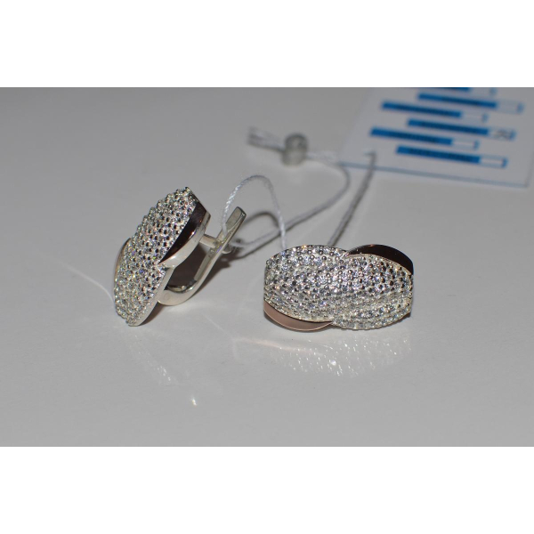 Серебряные серьги с золотыми накладками (068с)