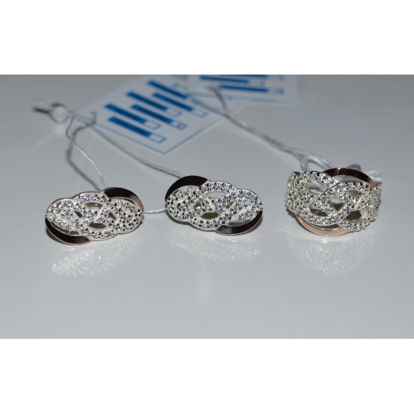 Серебряный комплект с напайками из золота (069)