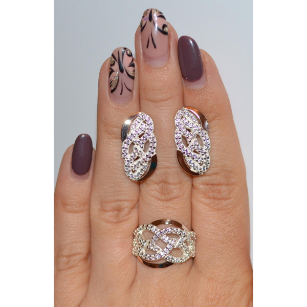 Серебряный комплект с напайками из золота (069)