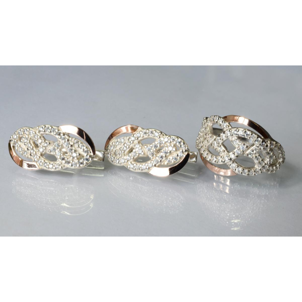 Серебряный комплект с напайками из золота (069)