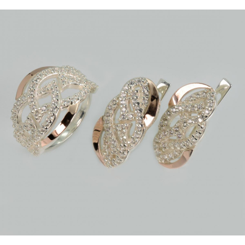 Серебряный комплект с напайками из золота