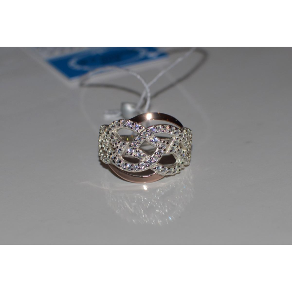 Серебряное кольцо с накладками из золота (069к)